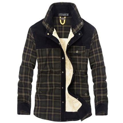 Winter Jacket Men Thicken Warm Fleece Jackets Coats Pure Cotton Plaid Jacket Military Clothes - 𝓢𝓱𝓸𝓹𝓵𝓮𝓬𝔂