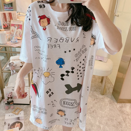 Nightdress Short Sleeve Ladies Summer Homewear Set - 𝓢𝓱𝓸𝓹𝓵𝓮𝓬𝔂