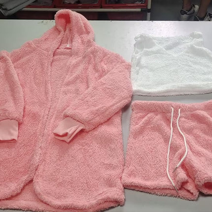 3pcs Womens Clothing Long Sleeve Crop Tank Top And Drawstring Shorts Pajama Set - 𝓢𝓱𝓸𝓹𝓵𝓮𝓬𝔂