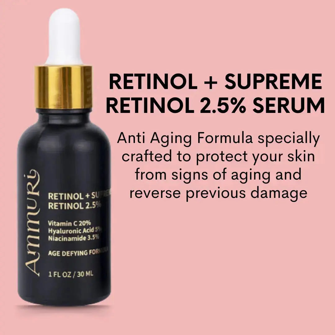 Pro-Retinol 2.5% Face Serum with Vitamin C & Hyaluronic Acid | Ammuri