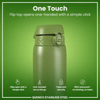 Leak Proof 1 Litre Water Bottle, Stainless Steel, Khaki Green, 1L