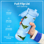 Leak Proof Slim Water Bottle, Stainless Steel, Fighter Jets, 600ml (20oz)