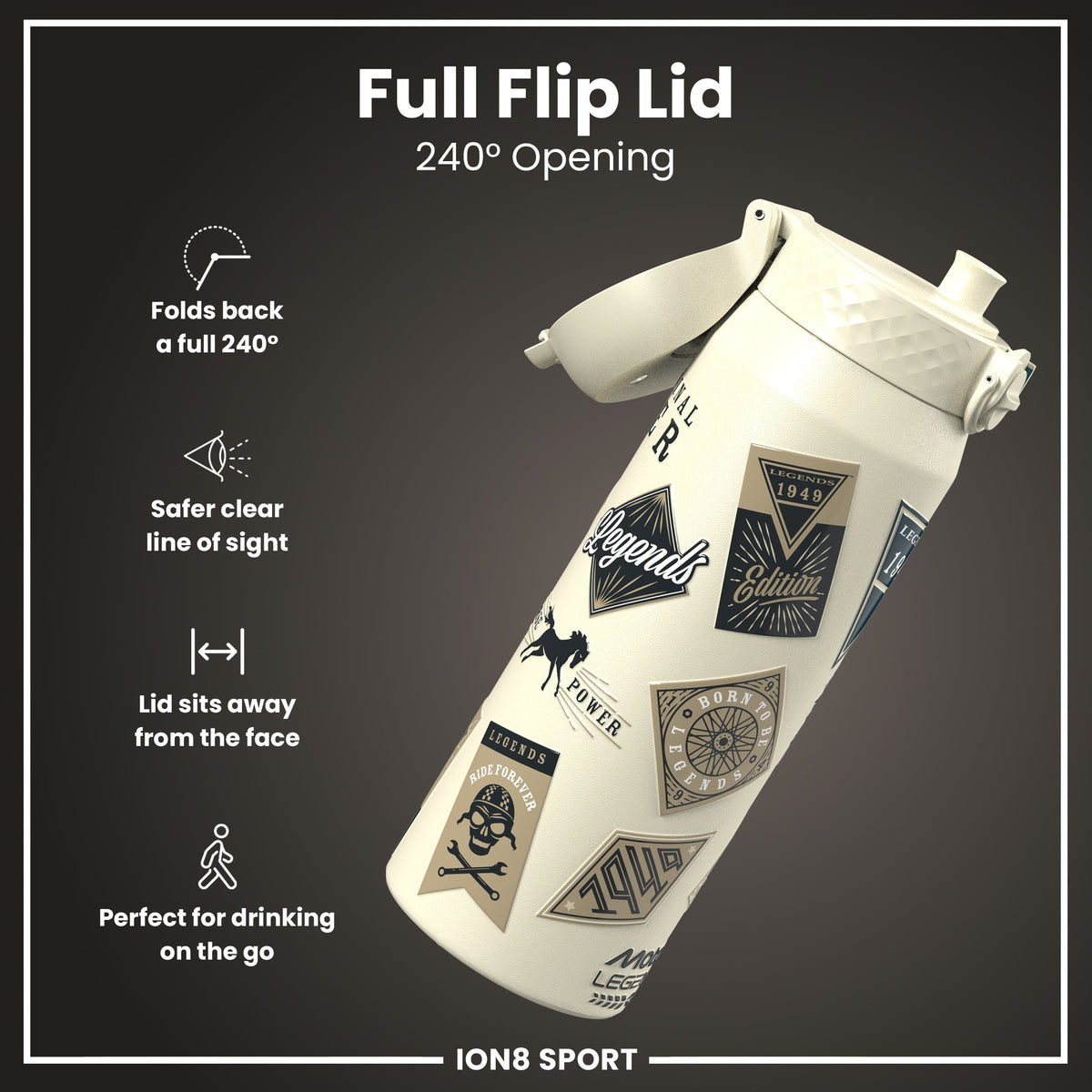 MotoGP x ION8 Insulated Steel Water Bottle, MotoGP Classic Legends, 750ml (24oz)