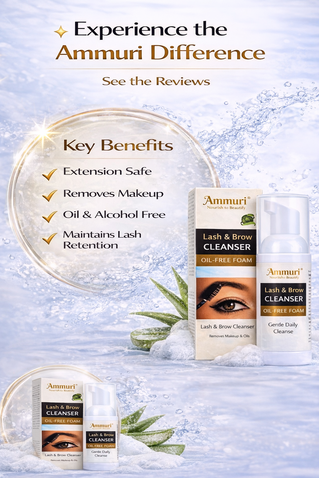 Eyelash Extension Shampoo & Lash/Brow Cleansing Kit | Ammuri