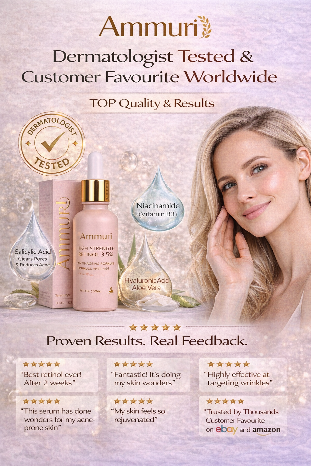 Retinol 3.5% Serum with Hyaluronic Acid & Vitamins (30ml) | Ammuri