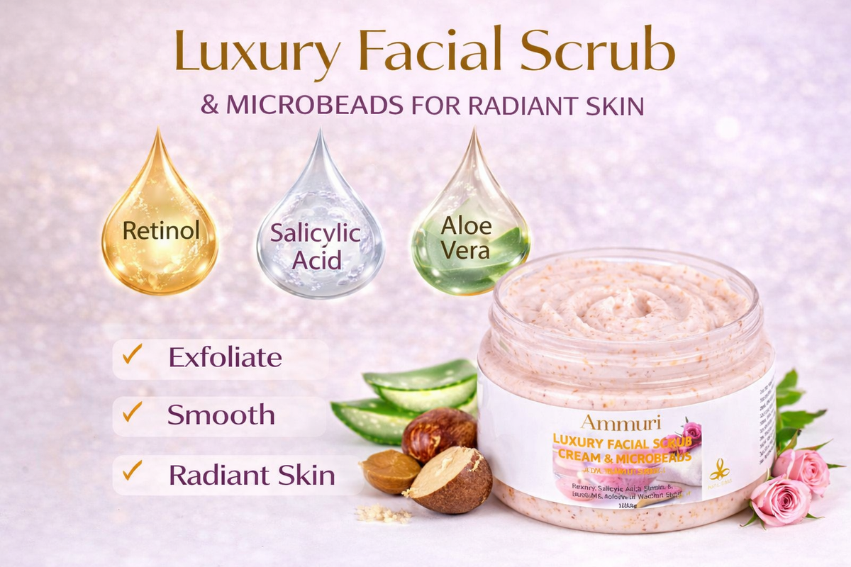 Retinol Facial Scrub & Exfoliating Cream for Smoother-Looking Skin | Ammuri