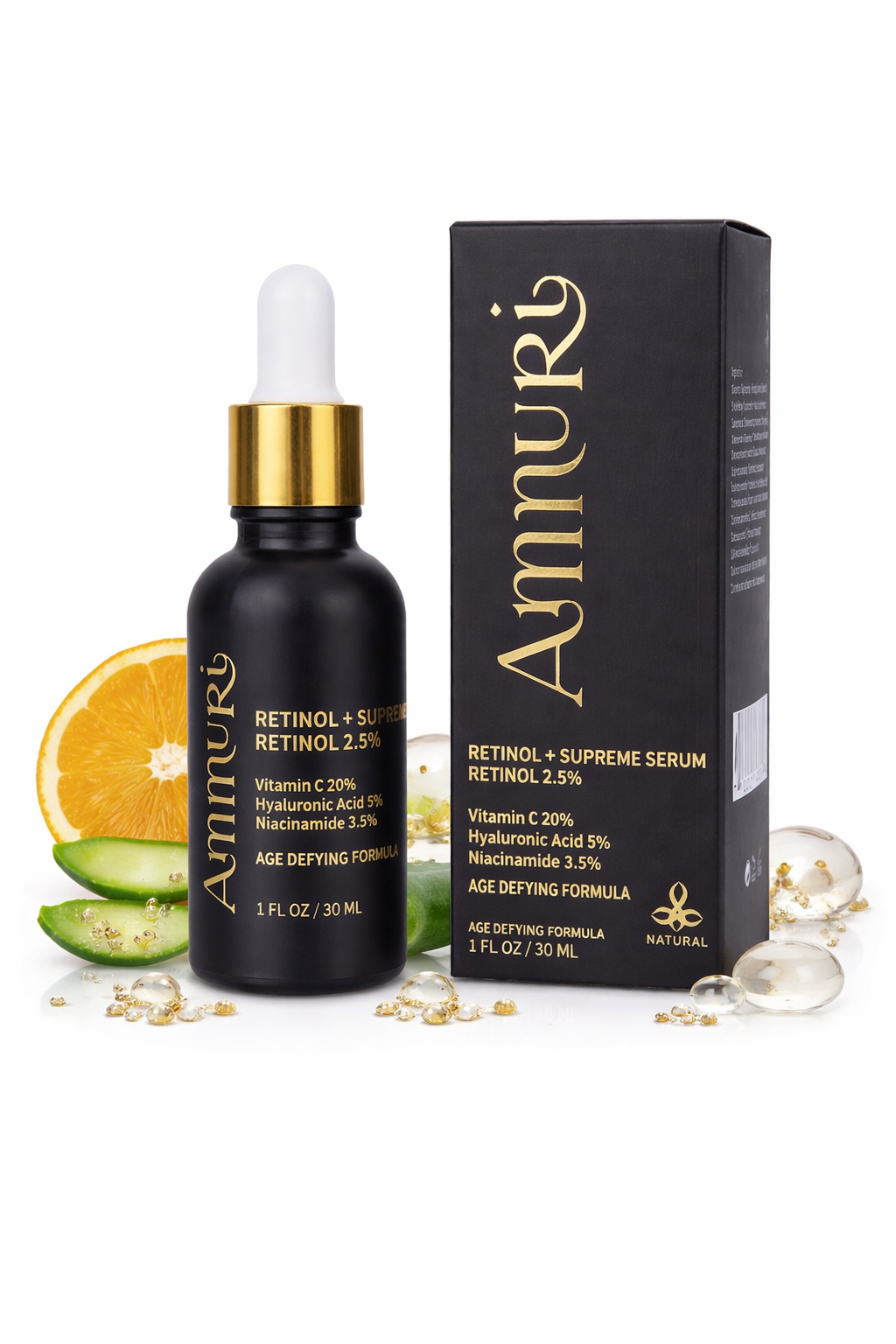 Retinol Supreme 2.5% Serum with Hyaluronic Acid & Niacinamide | Ammuri