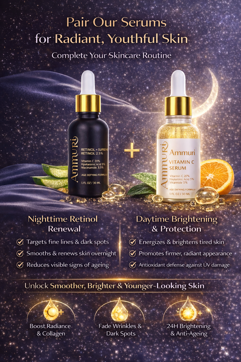 Retinol Supreme 2.5% Serum with Hyaluronic Acid & Niacinamide | Ammuri
