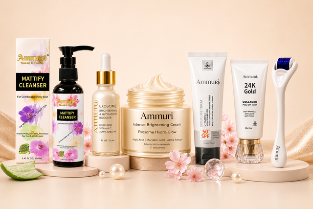 6-Piece Complete Brightening Skincare Set | Cleanse, Brighten & Protect | Ammuri