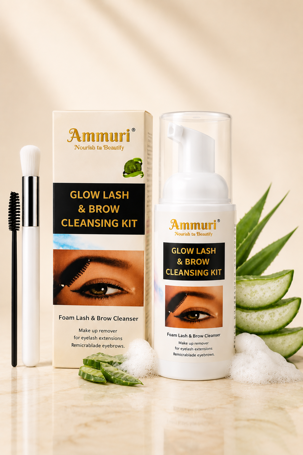 Eyelash Extension Shampoo & Lash/Brow Cleansing Kit | Ammuri