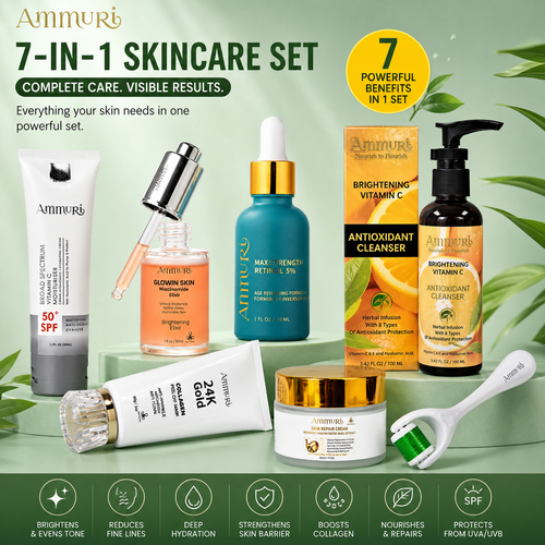 7-Piece Anti-Ageing Skincare Set | Retinol, Niacinamide & Vitamin C | Ammuri