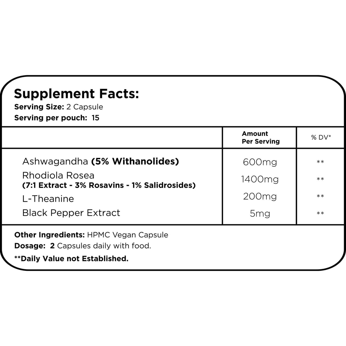 Ashwagandha + Rhodiola Rosea +  L-Theanine