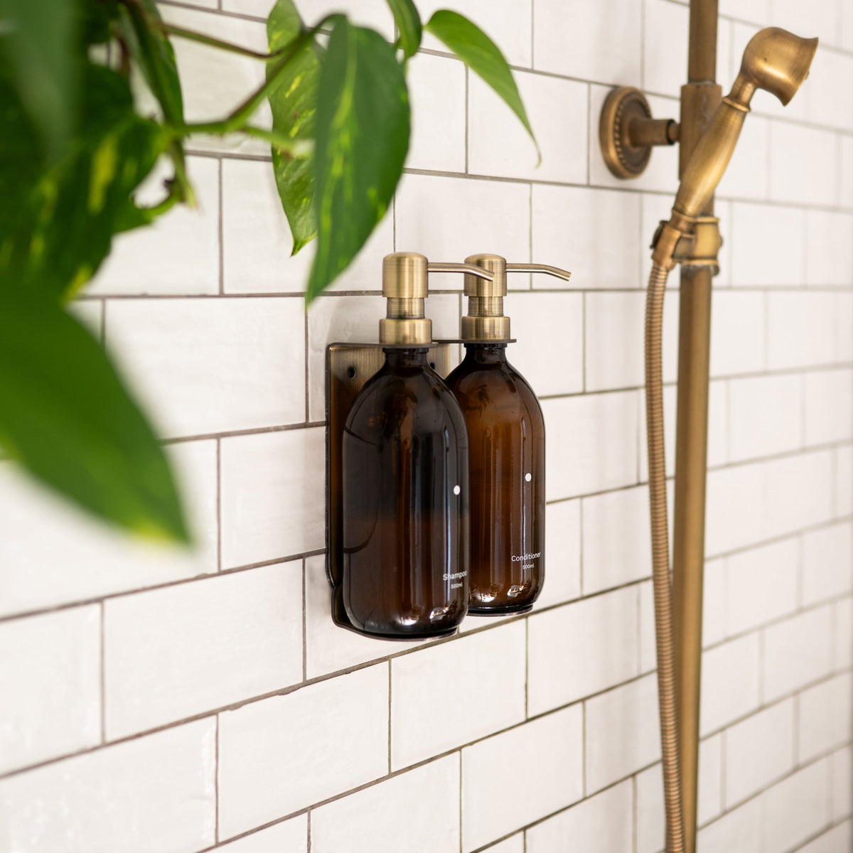 Gold Double Soap Bottle Holder