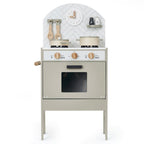 Classic Wooden Toy Kitchen with 6 Utensils - Grey
