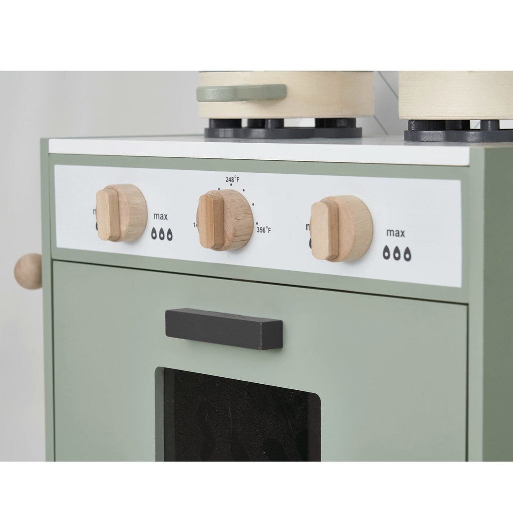 Classic Wooden Toy Kitchen with 6 Utensils - Mint