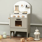 Classic Wooden Toy Kitchen with 6 Utensils - Grey