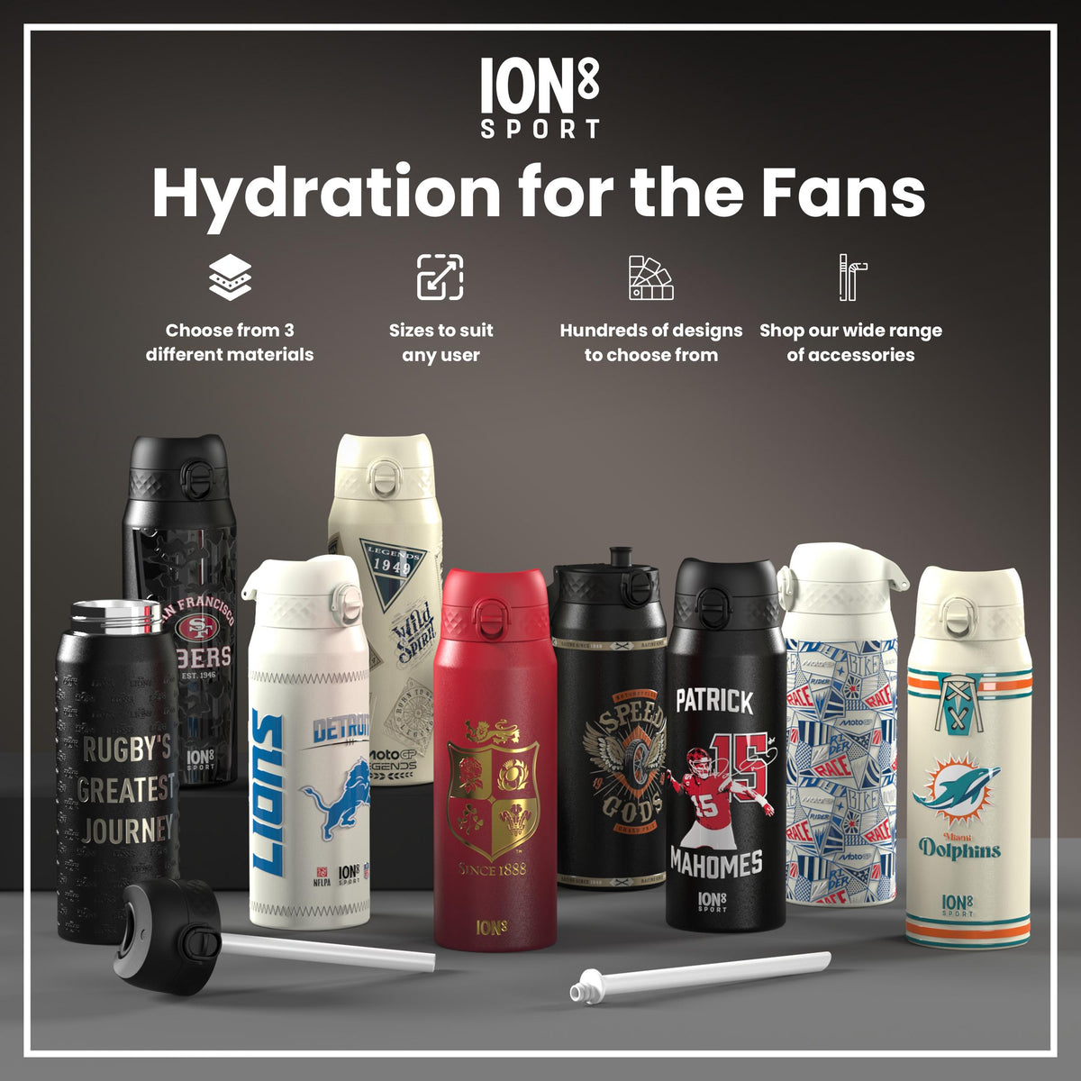 NFL x ION8 Insulated Steel Water Bottle, NFL Colts, 750ml (24oz)