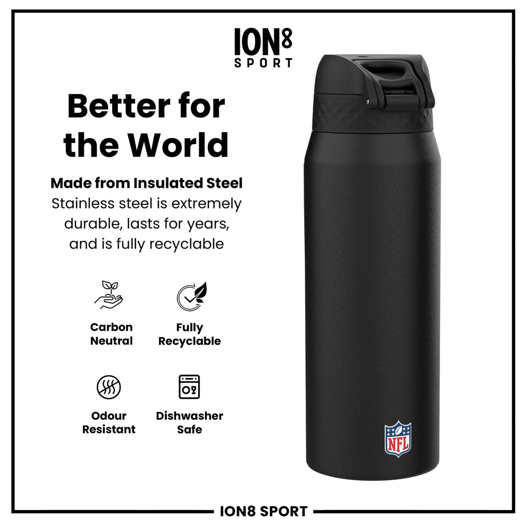 NFL x ION8 Insulated Steel Water Bottle, NFL Chargers, 750ml (24oz)