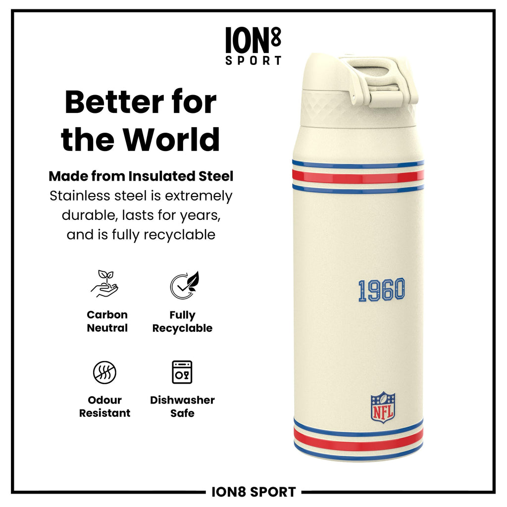 NFL x ION8 Insulated Steel Water Bottle, NFL Bills, 750ml (24oz)