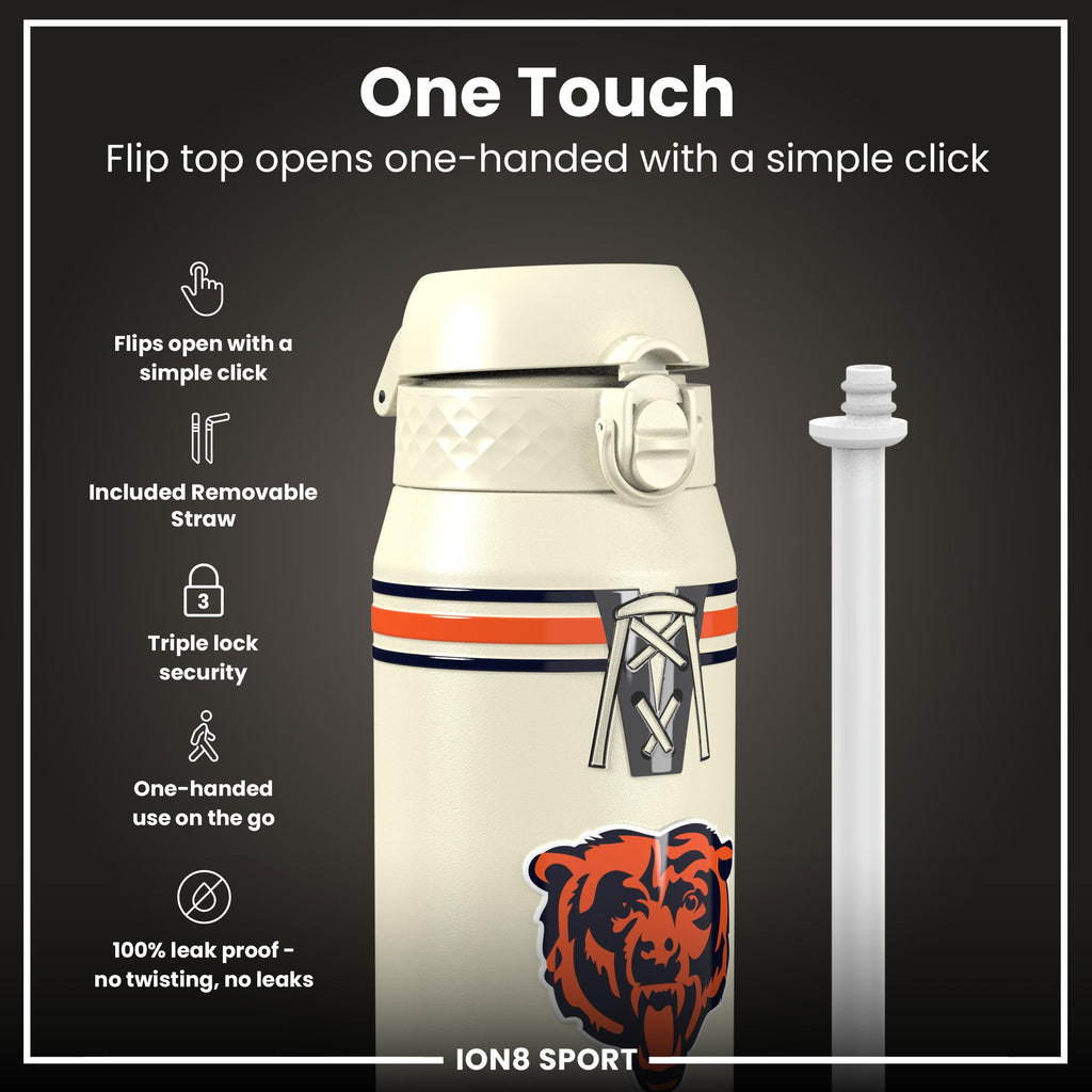NFL x ION8 Insulated Steel Water Bottle, NFL Bears, 750ml (24oz)