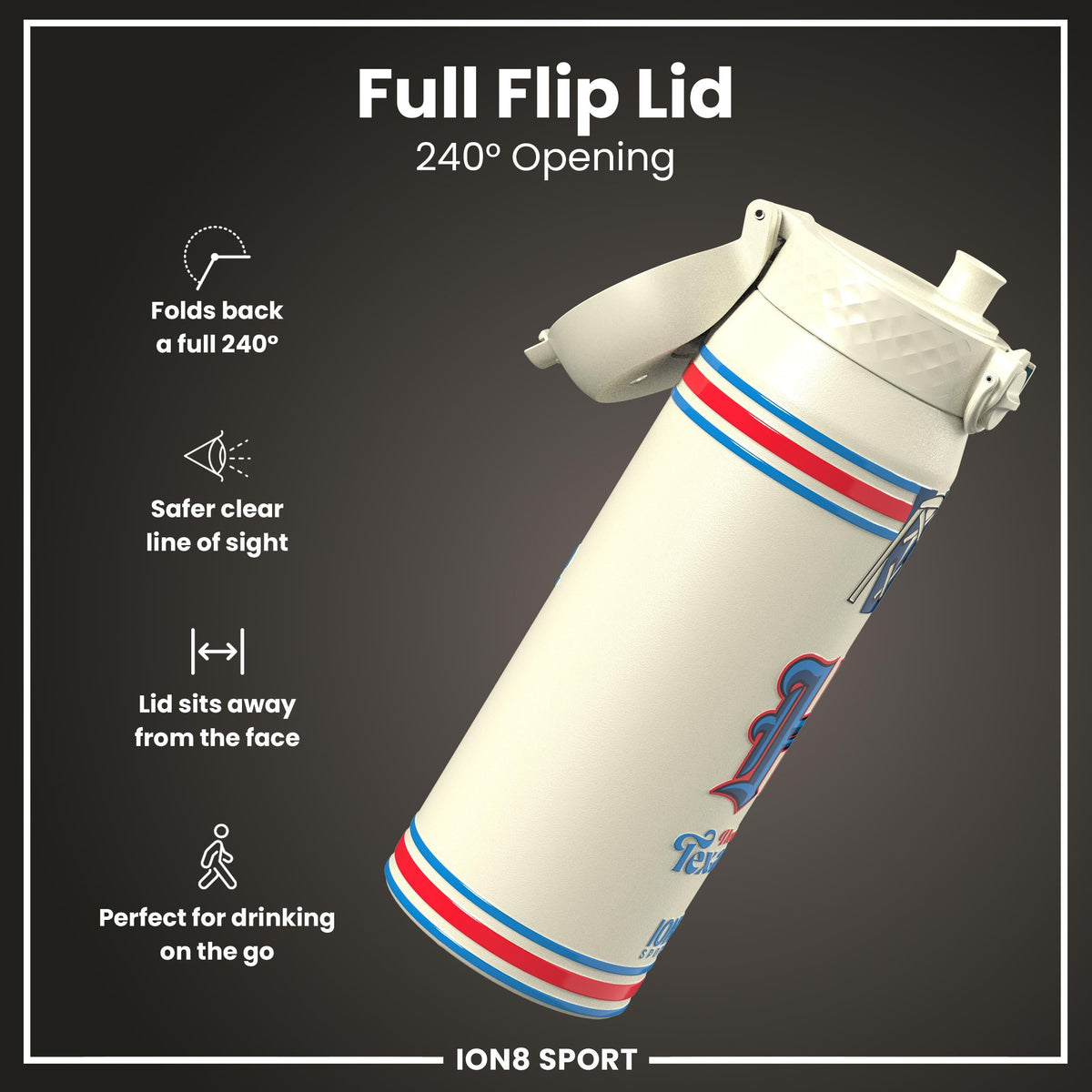 NFL x ION8 Insulated Steel Water Bottle, NFL Texans, 750ml (24oz)