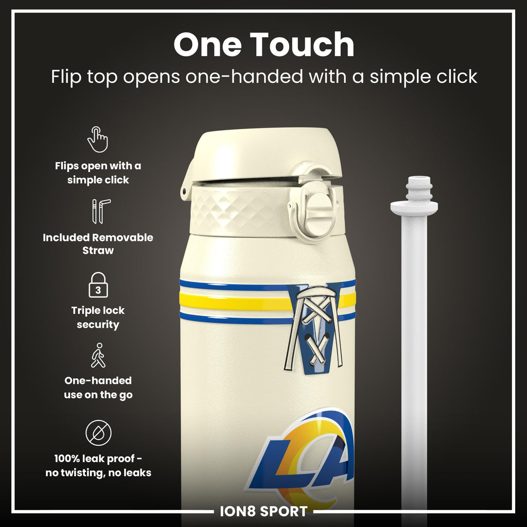 NFL x ION8 Insulated Steel Water Bottle, NFL Rams, 750ml (24oz)