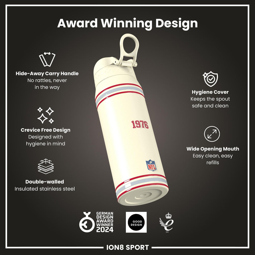 NFL x ION8 Insulated Steel Water Bottle, NFL Buccaneers, 750ml (24oz)