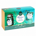 Candle, baths salts & bath bomb gift set - relax