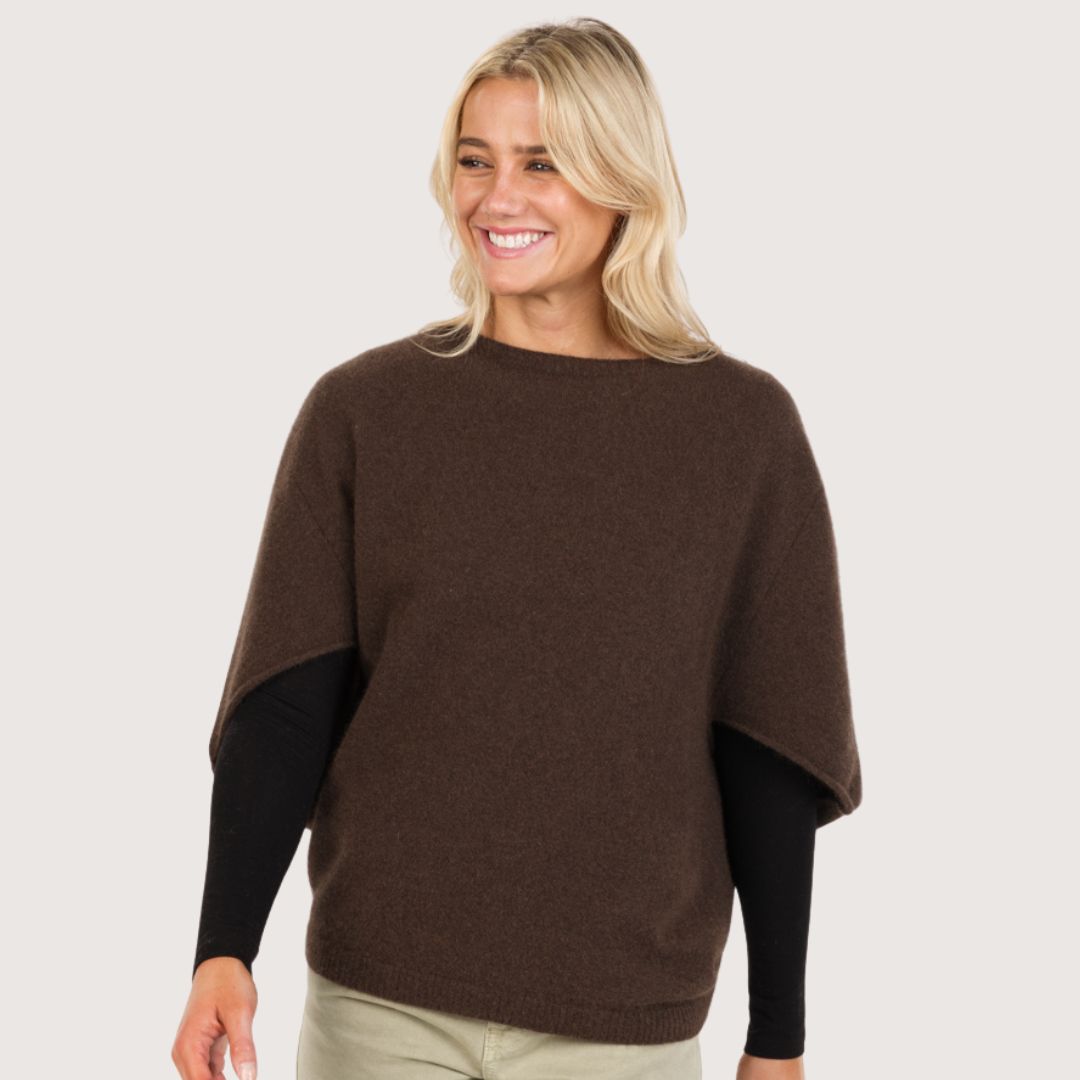 Women’s Possum Merino & Silk Split Sleeve Poncho