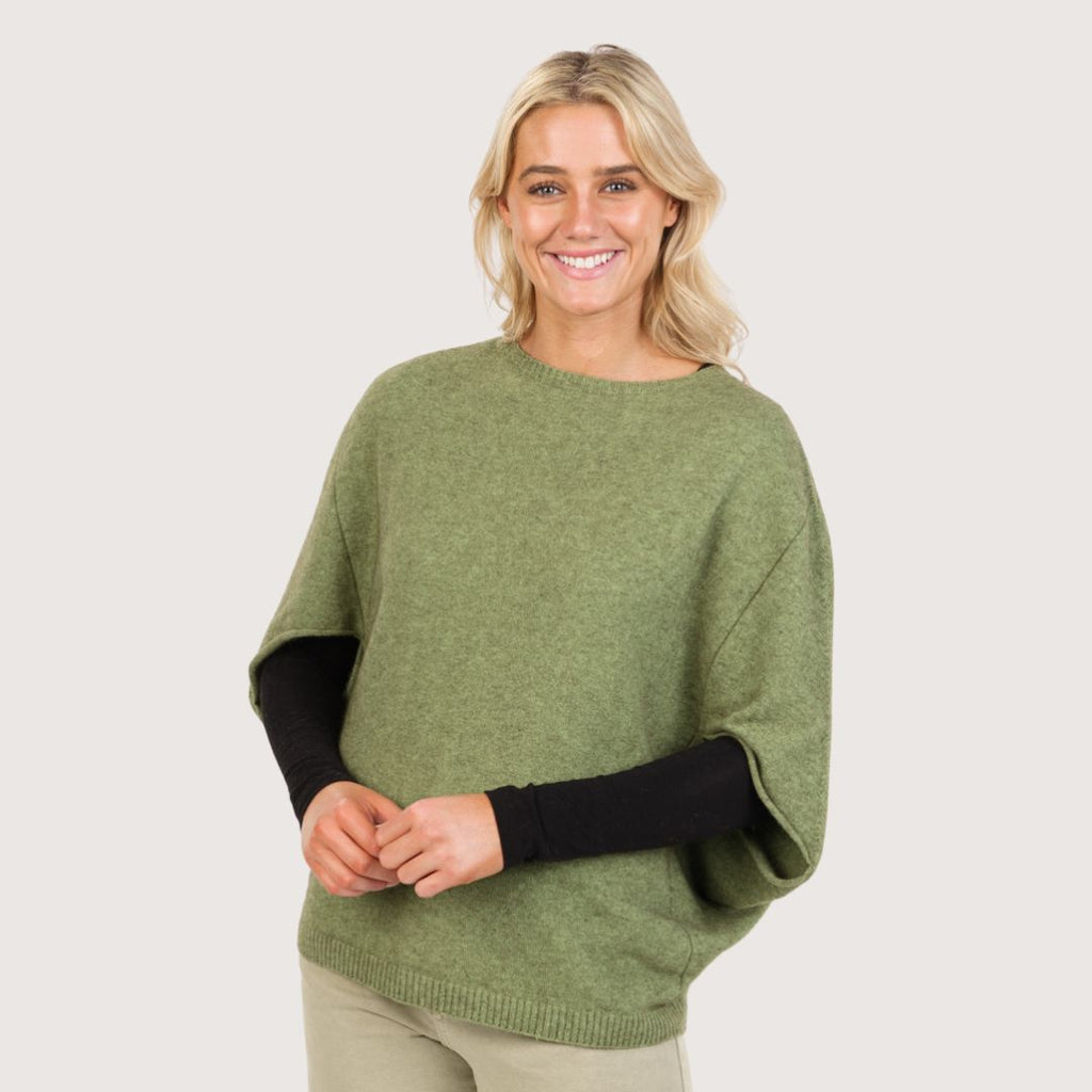 Women’s Possum Merino & Silk Split Sleeve Poncho