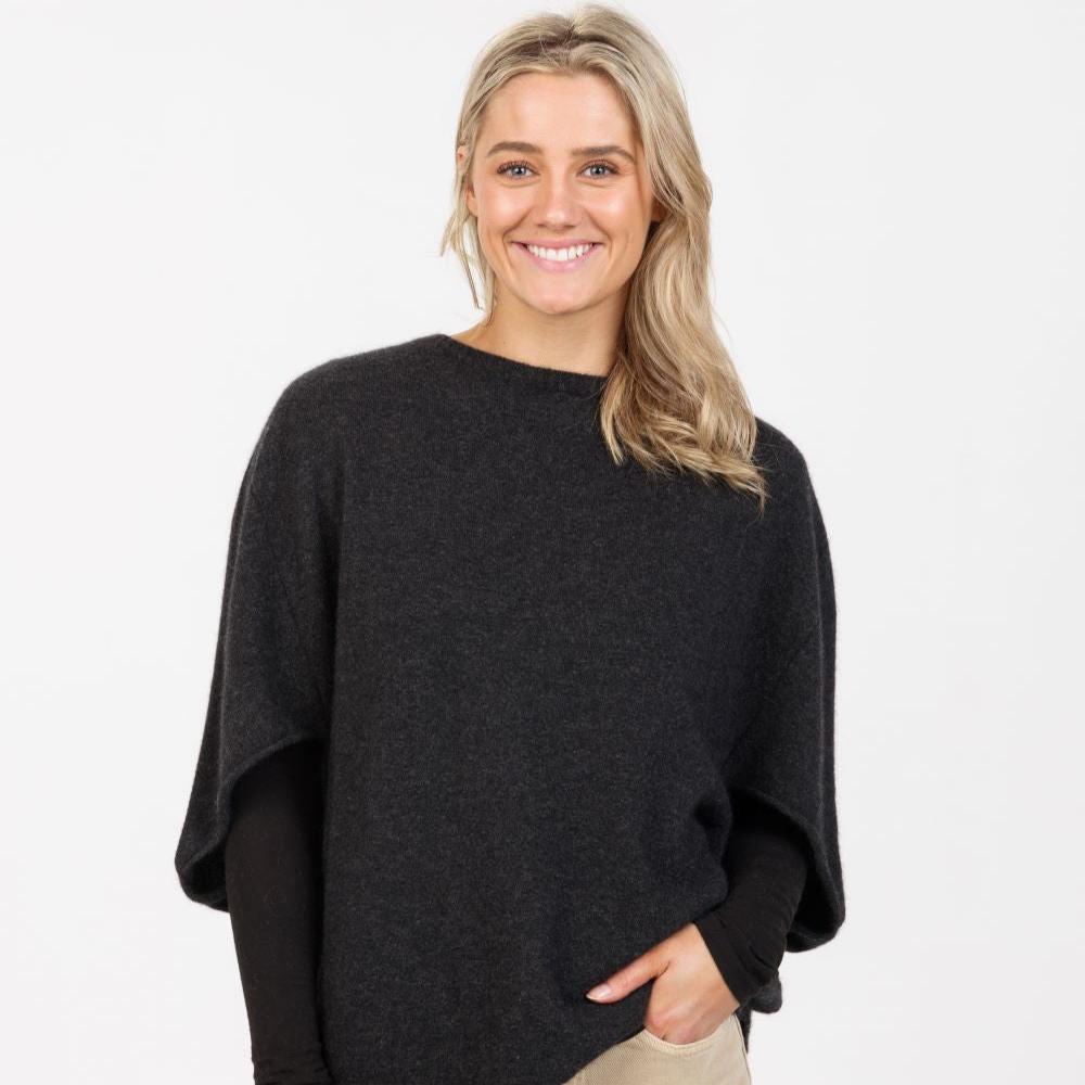 Women’s Possum Merino & Silk Split Sleeve Poncho