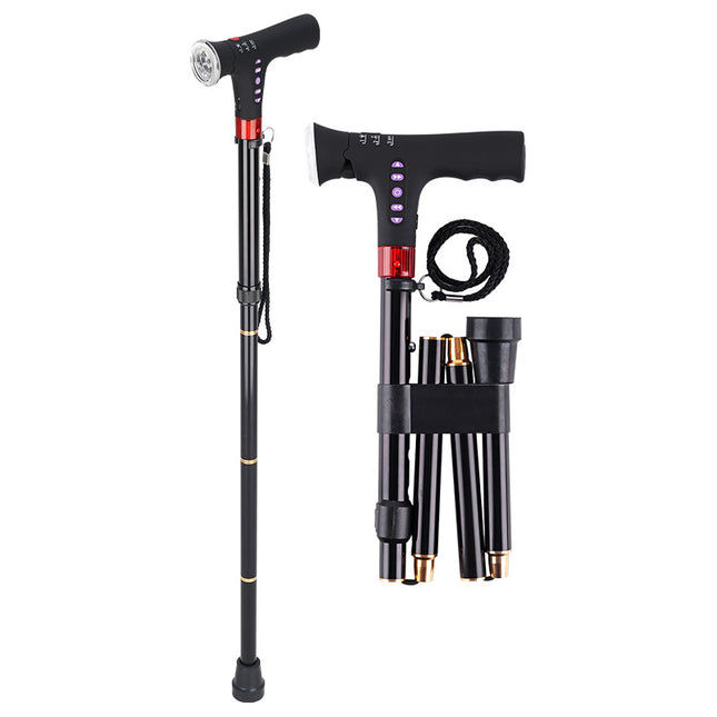 Collapsible Alpenstock Aluminum Alloy With Light - 𝓢𝓱𝓸𝓹𝓵𝓮𝓬𝔂