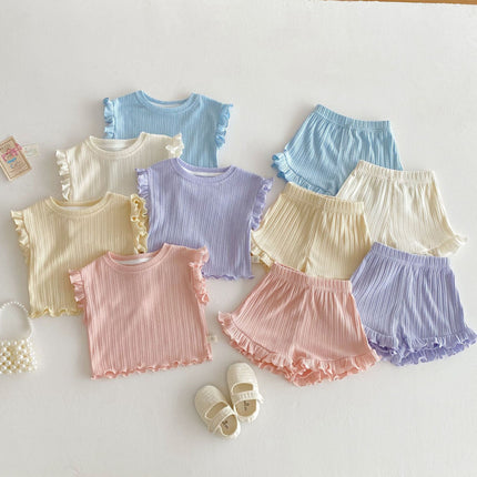 Wooden Ear Vest Baby Fashionable Korean Style Shorts Fashion Two-piece Suit - 𝓢𝓱𝓸𝓹𝓵𝓮𝓬𝔂