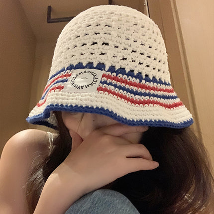Striped Bucket Hat Women's Hollow Breathable Small Bucket Cap - 𝓢𝓱𝓸𝓹𝓵𝓮𝓬𝔂