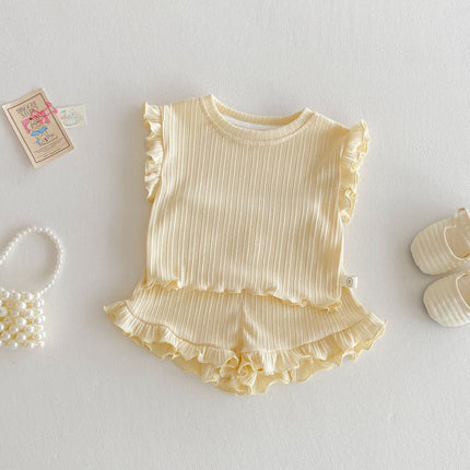 Wooden Ear Vest Baby Fashionable Korean Style Shorts Fashion Two-piece Suit - 𝓢𝓱𝓸𝓹𝓵𝓮𝓬𝔂