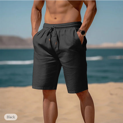 Summer Drawstring Shorts Elastic Waist Straight Pants Beach Breathable Shorts For Men Clothing - 𝓢𝓱𝓸𝓹𝓵𝓮𝓬𝔂