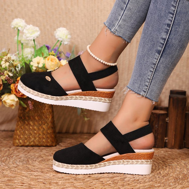 Wedge Lightweight Hemp Rope Braided Closed Toe Elastic Band Women's Shoes - 𝓢𝓱𝓸𝓹𝓵𝓮𝓬𝔂
