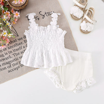 Mesh Smocking Sling Top Harem Pants Lace Two-piece Set - 𝓢𝓱𝓸𝓹𝓵𝓮𝓬𝔂