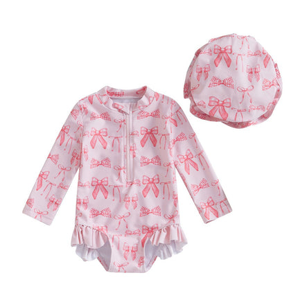 Girls' Fashion Bowknot Pattern One-piece With Hat - 𝓢𝓱𝓸𝓹𝓵𝓮𝓬𝔂