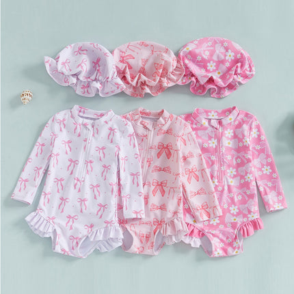 Girls' Fashion Bowknot Pattern One-piece With Hat - 𝓢𝓱𝓸𝓹𝓵𝓮𝓬𝔂