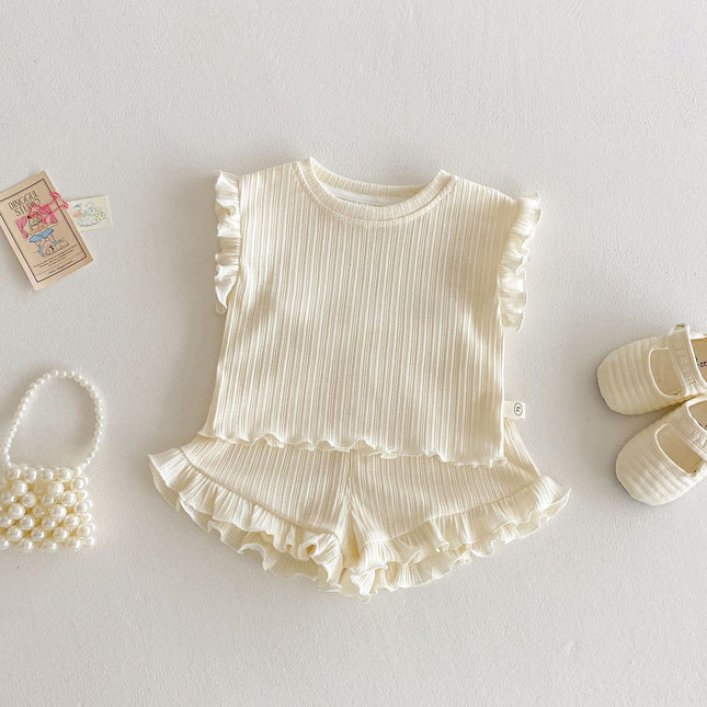 Wooden Ear Vest Baby Fashionable Korean Style Shorts Fashion Two-piece Suit - 𝓢𝓱𝓸𝓹𝓵𝓮𝓬𝔂