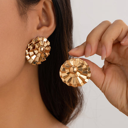European And American Ornament Exaggerated Corrugated Hemp Surface Round Studs - 𝓢𝓱𝓸𝓹𝓵𝓮𝓬𝔂