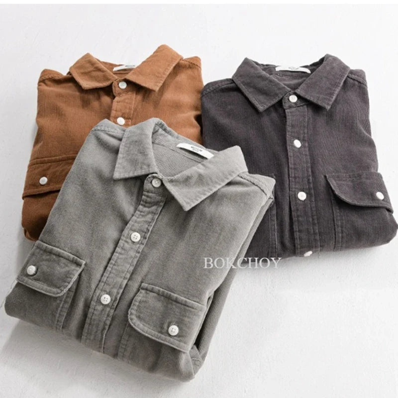 Vintage Corduroy Cotton Shirt for Men