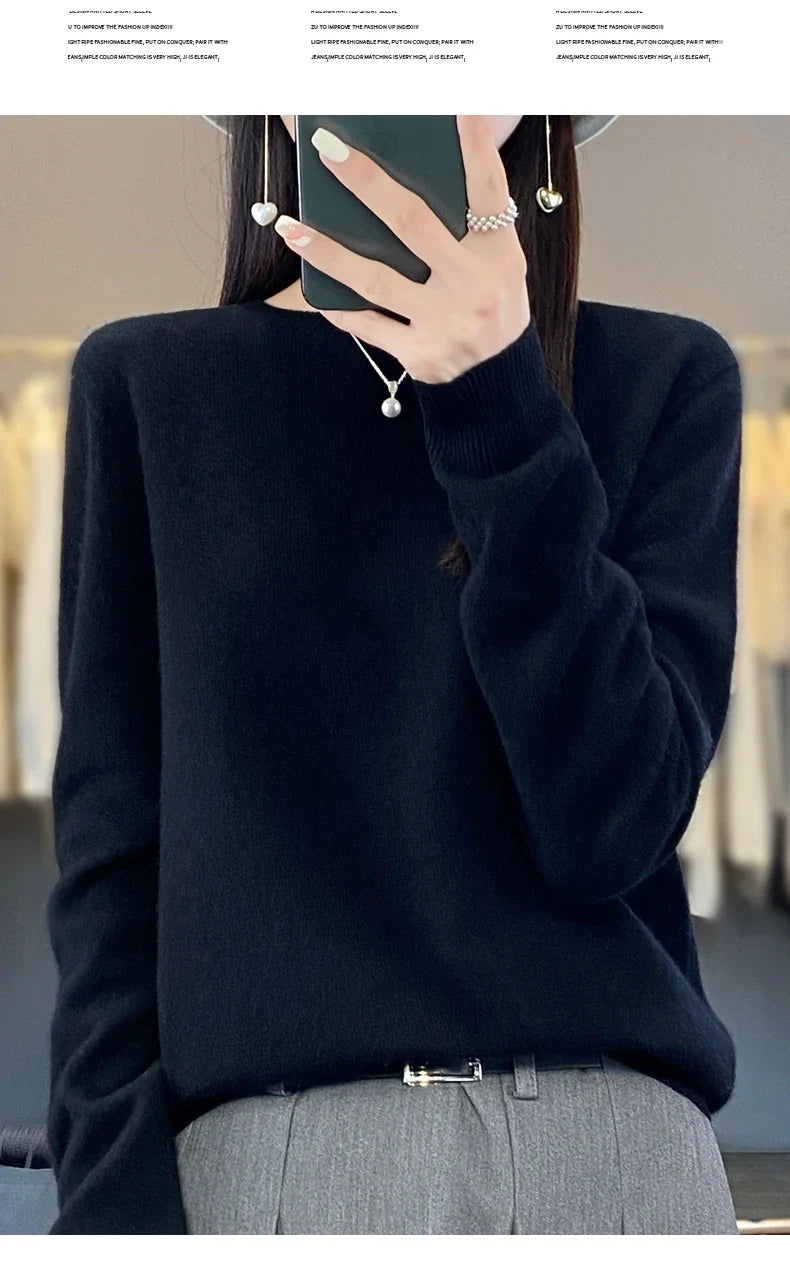 100% Merino Wool Women’s Sweater – Soft Cashmere-Feel