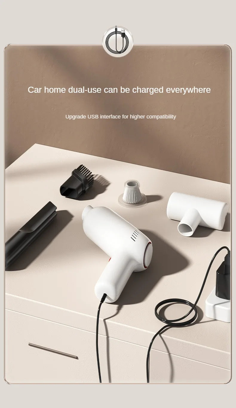 Wireless Handheld Car Vacuum Cleaner Portable 120W High Suction Power Dual Use for Home and Car Rechargeable Auto Cleaning Tool