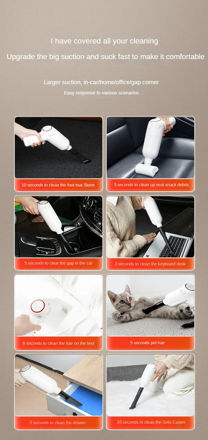Wireless Handheld Car Vacuum Cleaner Portable 120W High Suction Power Dual Use for Home and Car Rechargeable Auto Cleaning Tool