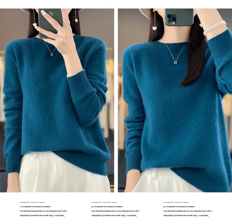 100% Merino Wool Women’s Sweater – Soft Cashmere-Feel