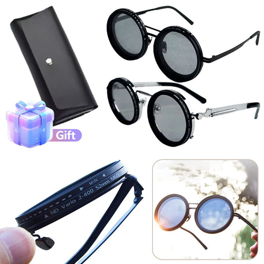 Adjustable 1-9 Sunglasses with ND Filter Lenses Retro Glasses Fishing Filter Glasses for Men Driving Fishing Shades UV40