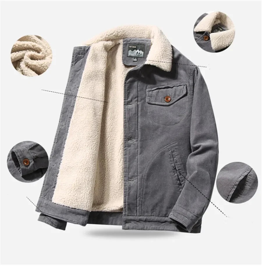 Men’s Corduroy Fleece-Lined Winter Jacket