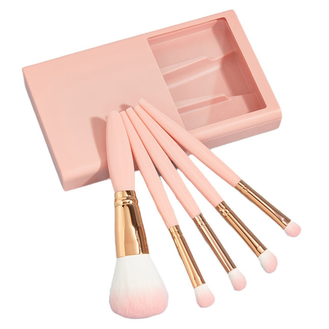 5 PCs Makeup Brushes With Mirror Travel Set - 𝓢𝓱𝓸𝓹𝓵𝓮𝓬𝔂